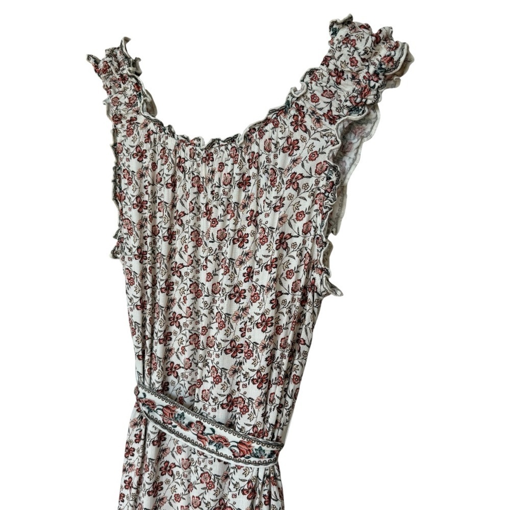 Max Studio Women's S Floral Smocked Ruffled Maxi Dress Multicolor Casual Stretch - Picture 7 of 9